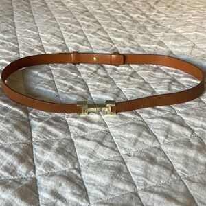 Reiss Hayley Leather Square Hinge Belt Tan Size M
